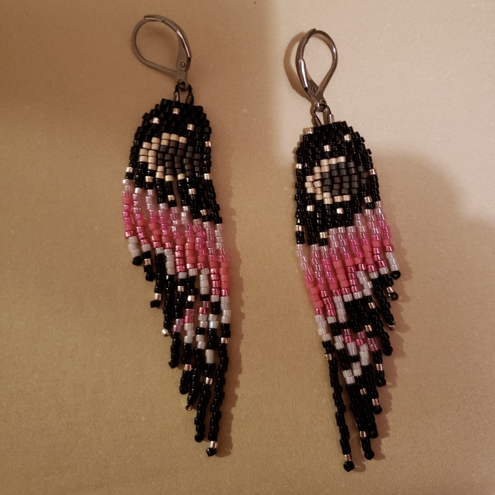 Fringe moon aura earrings